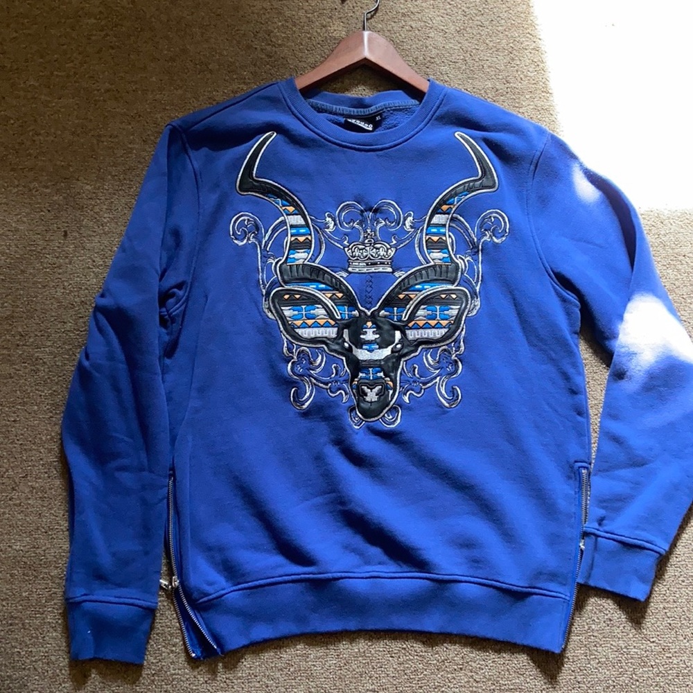XL koodoo sweatshirt half zipper on both sides royal blue & black - Picture 4 of 4